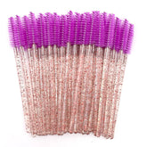GLITTER MASCARA WANDS / SPOOLIES - PURPLE - Luna Beauty Supplies